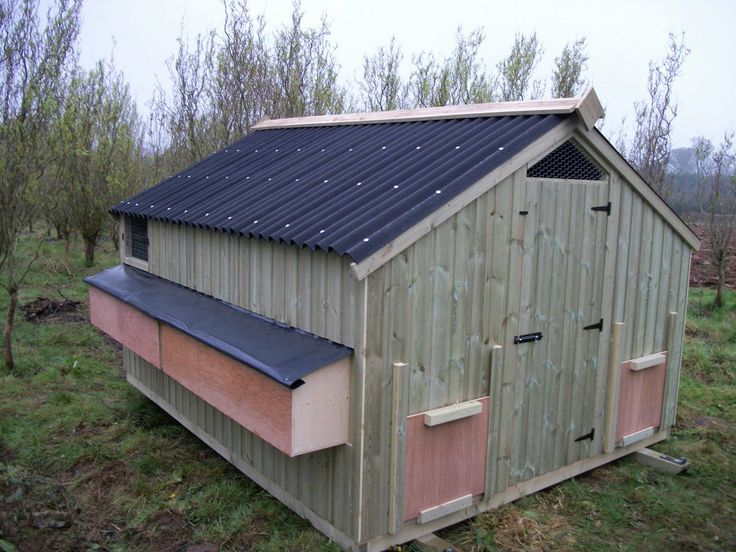 Gallinero de madera con placa bituminosa ONDULINE NEGRO