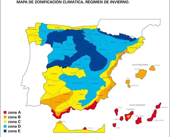 Mapa Zona climática España CTE