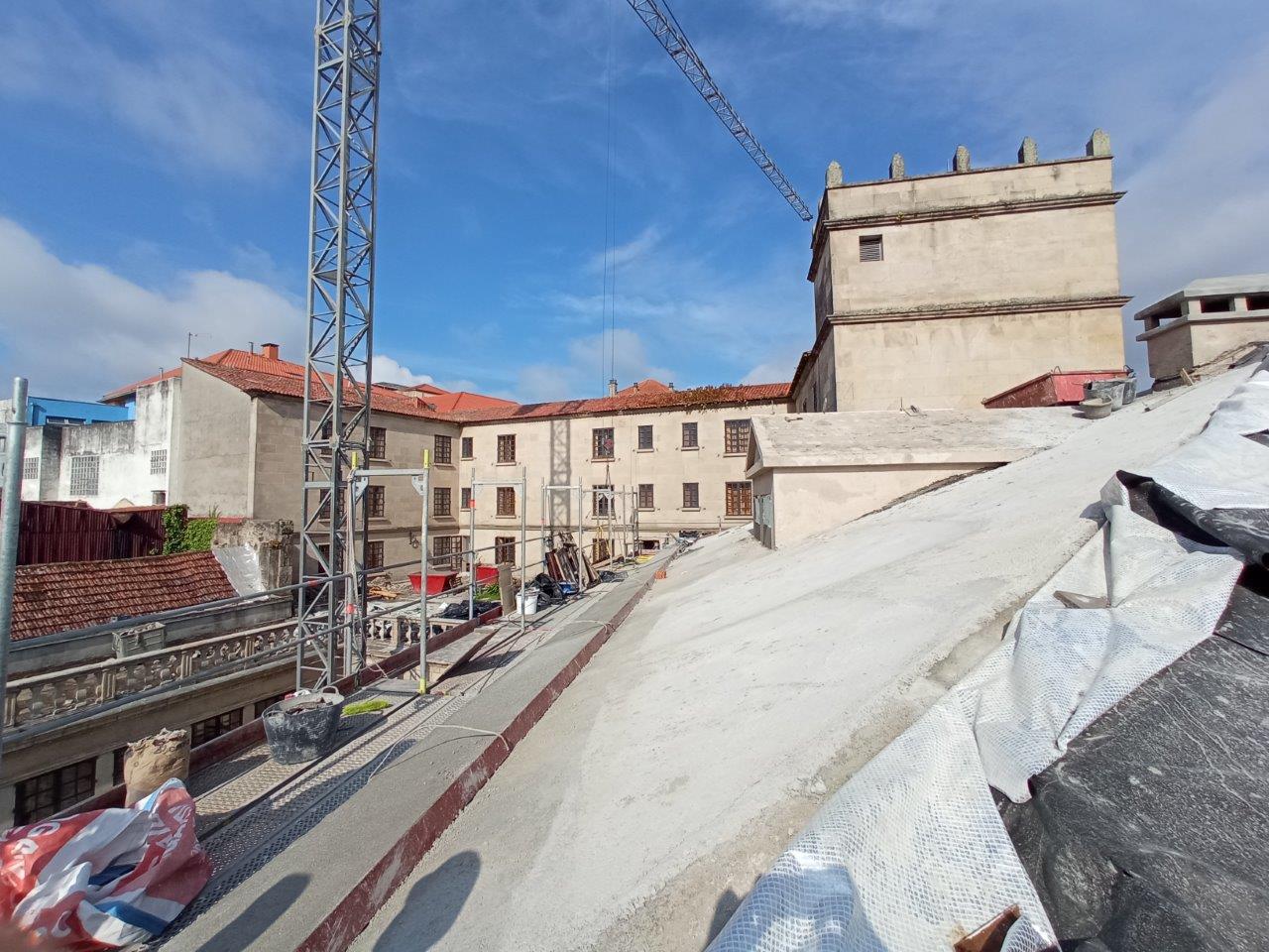 Rehabilitacion energetica cubierta Parador Pontevedra - saneamiento del soporte