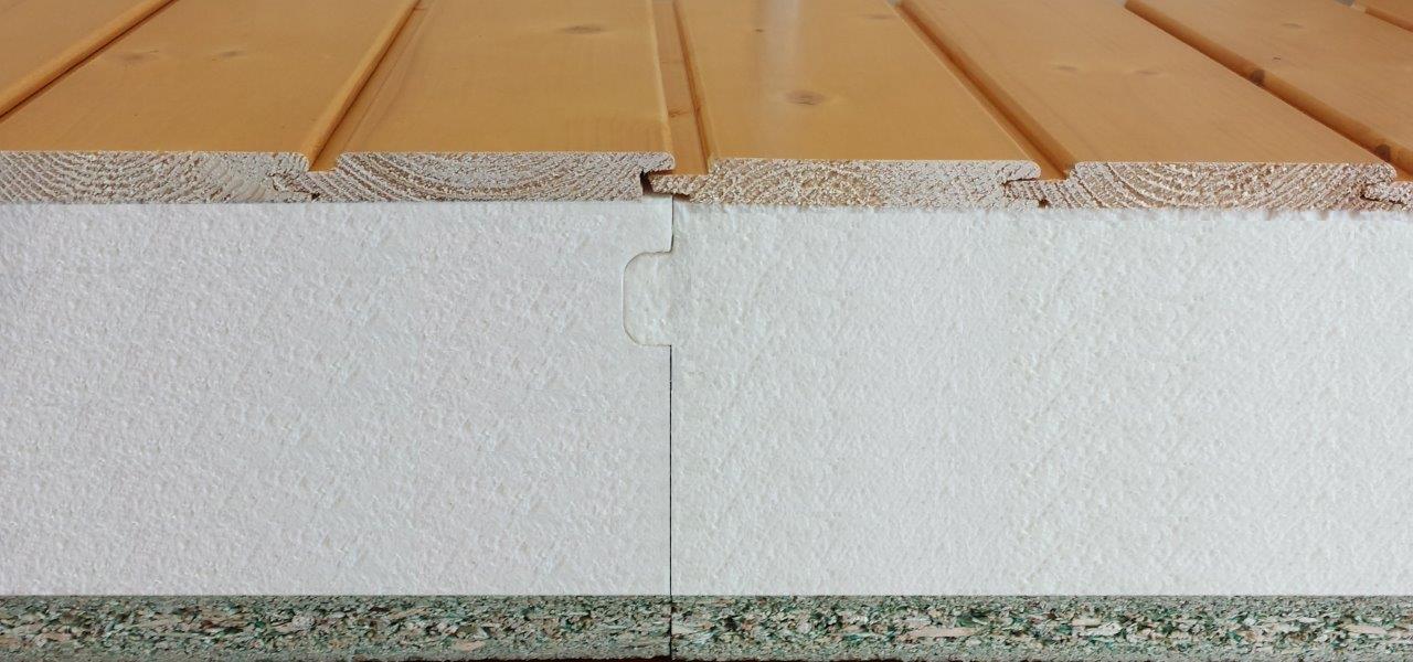 Machihembrado aislamiento panel sandwich de madera para cubierta ligera Ondutherm