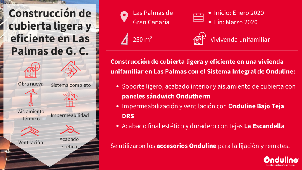 Resumen del proyecto de construcción de cubierta ligera y eficiente en vivienda de Las Palmas