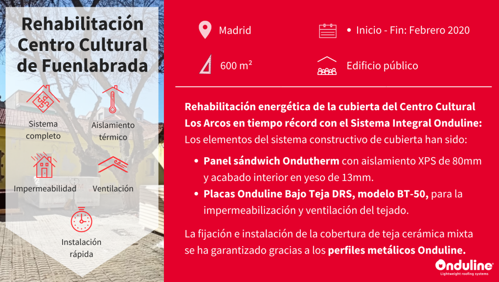 Resumen proyecto rehabilitación energética cubierta Centro Cultural Fuenlabrada