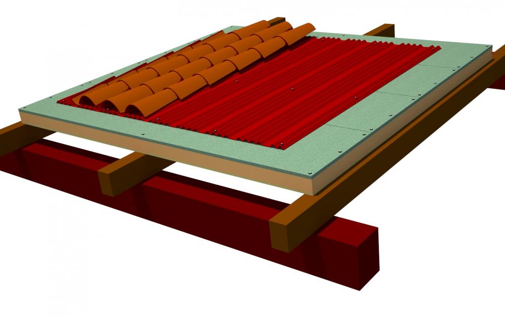Sistema Integral Onduline: Cubierta con estructura de madera y teja curva