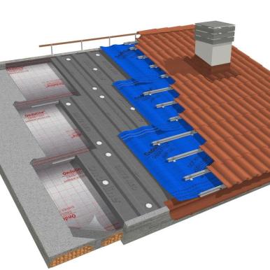 Aplicación para sistemas de teja con encaje (mixta, plana, hormigón, curva con talón) o pizarra